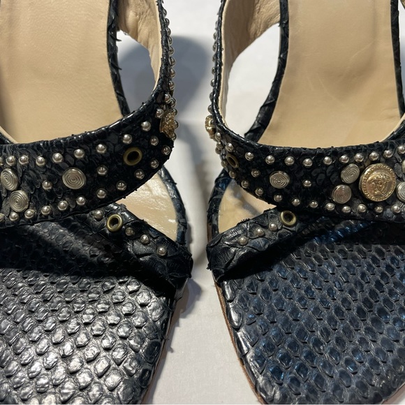 Versace Black Medusa High Heeled Sandals 37.5 - Picture 2 of 7